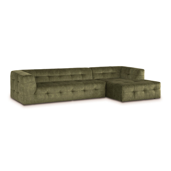 by fonQ Wies 4,5-zits Hoekbank Rechts - Fluweel - Army Green