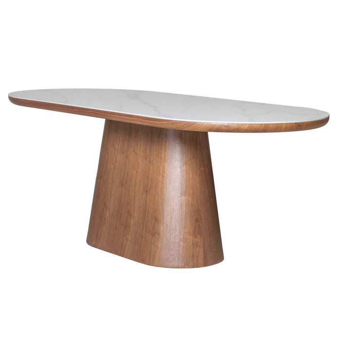 Giga Meubel - Eettafel Wit Keramiek|Walnoot - 200x90x77cm - Alba