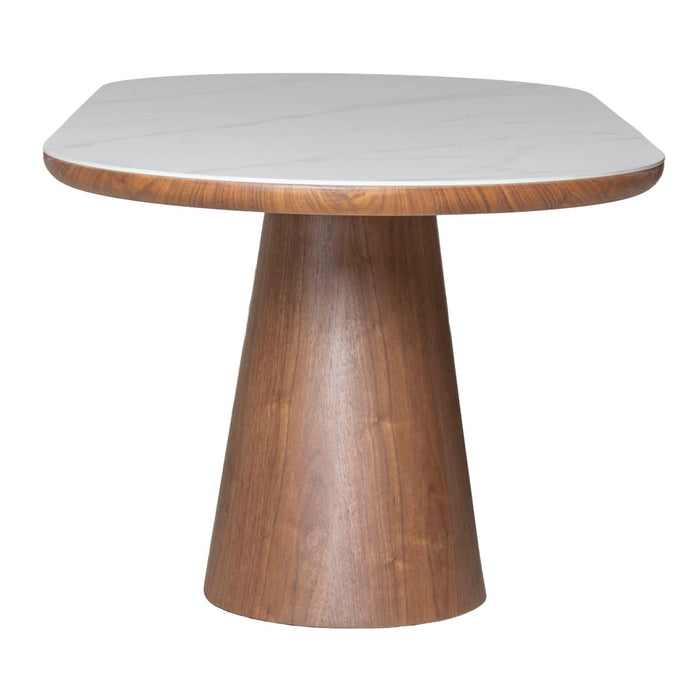 Giga Meubel - Eettafel Wit Keramiek|Walnoot - 200x90x77cm - Alba