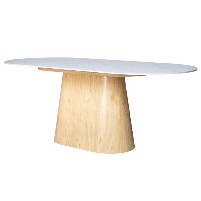 Giga Meubel - Eettafel Wit Keramiek|Naturel - 200x90x75cm - Madia