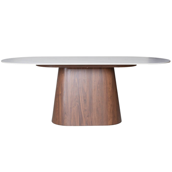 Giga Meubel - Eettafel Wit Keramiek|Walnoot - 200x90x75cm - Madia