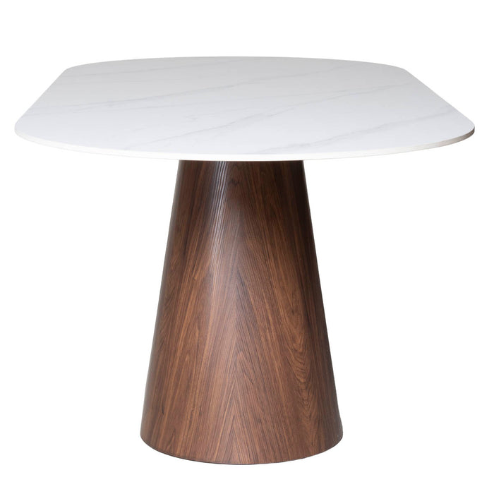 Giga Meubel - Eettafel Wit Keramiek|Walnoot - 200x90x75cm - Madia