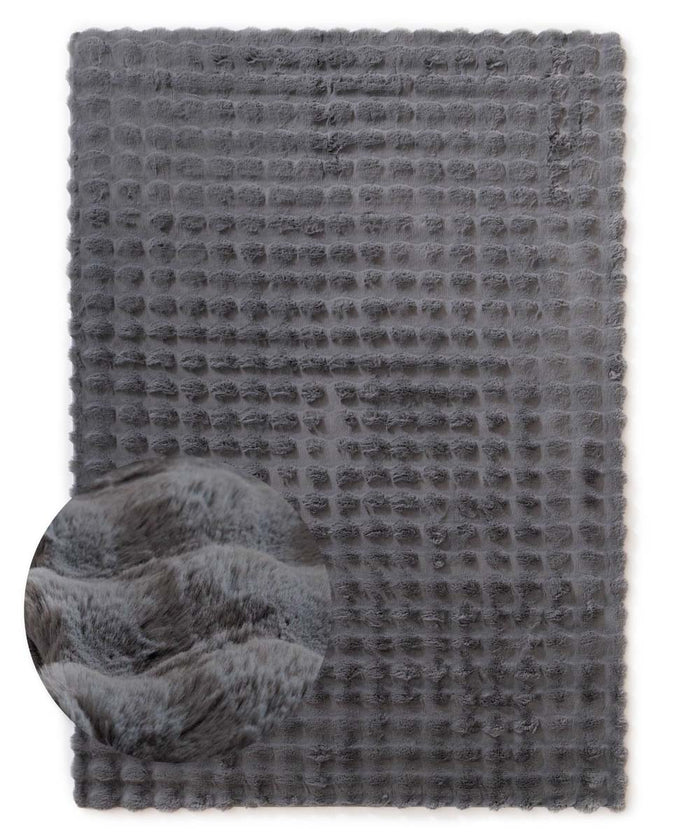 Tapeso Fluffy vloerkleed - Cloud grijs - 80x150 cm