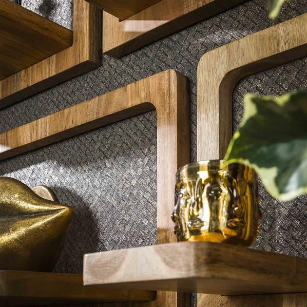 Giga Meubel - Wandschap Acaciahout - Set van 5 - 30x23x65cm - Curvy