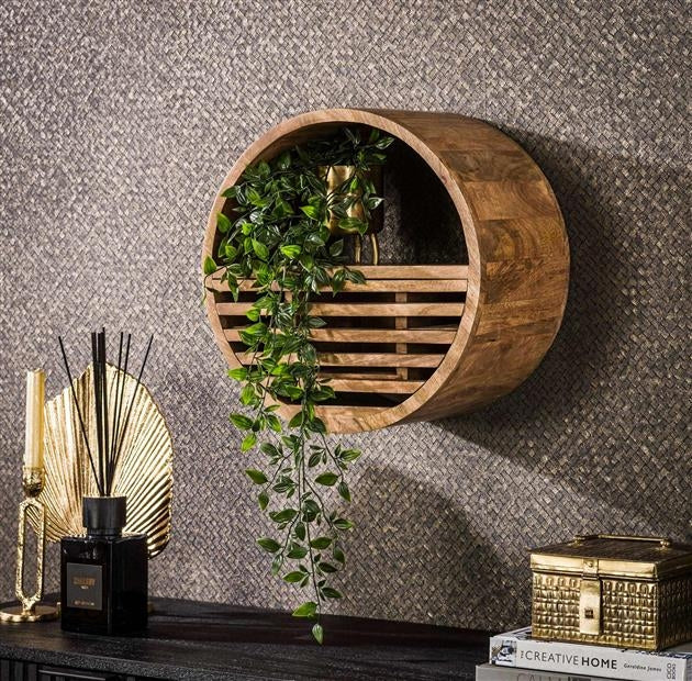 Giga Meubel - Wandschap Naturel Hout - Ø40x25x40cm - Tweak