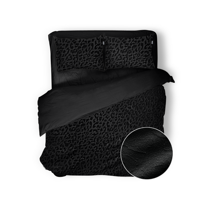 Eleganzzz Dekbedovertrek Micro Mink Leopard - black