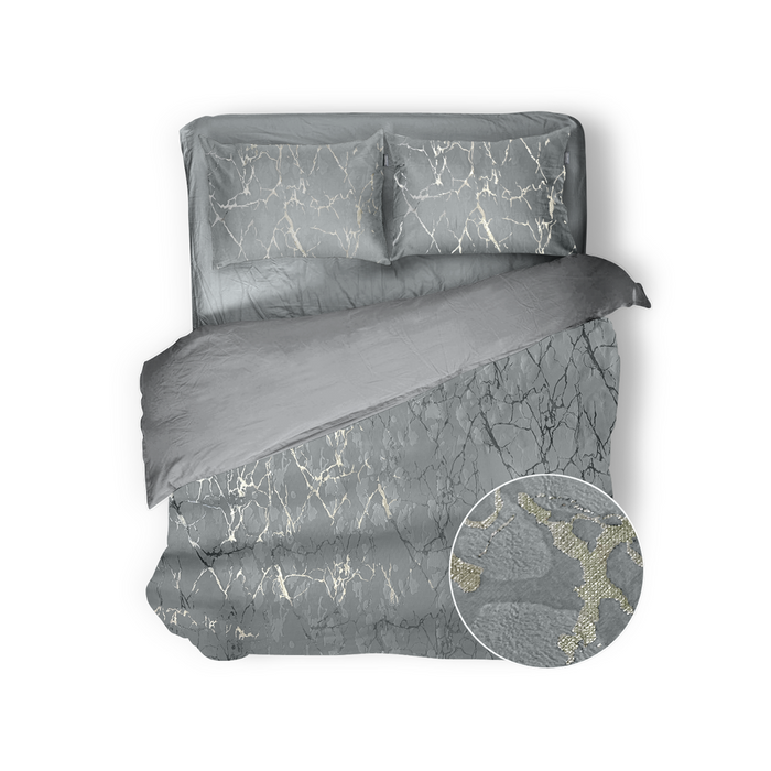Eleganzzz Dekbedovertrek Marbel Foil Velvet - grey