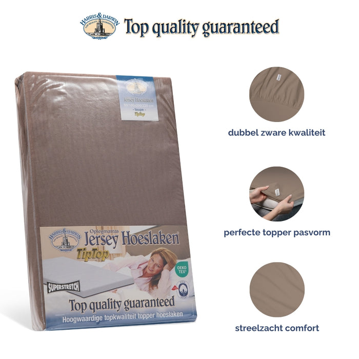 Harris&Darwin - Hoeslaken -  Jersey - Taupe - 140x200cm