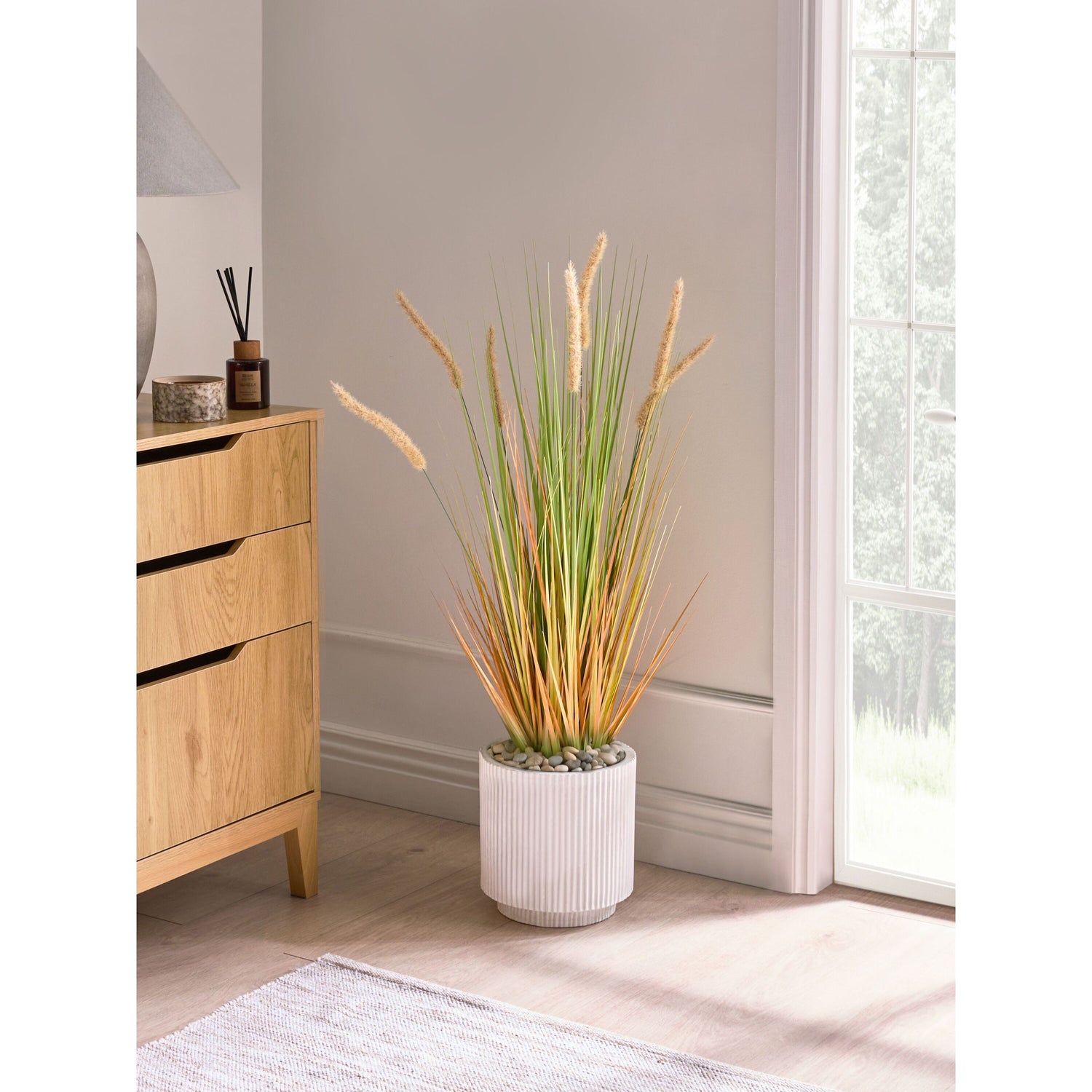 Beliani-BRISTLEGRASS-Kunstplant-Groen|Oranje-90 cm-Synthetisch