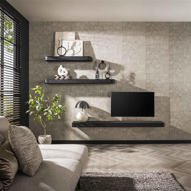 Giga Meubel - Wandplank Grijs Metaal - 150x29x8cm - Metallic