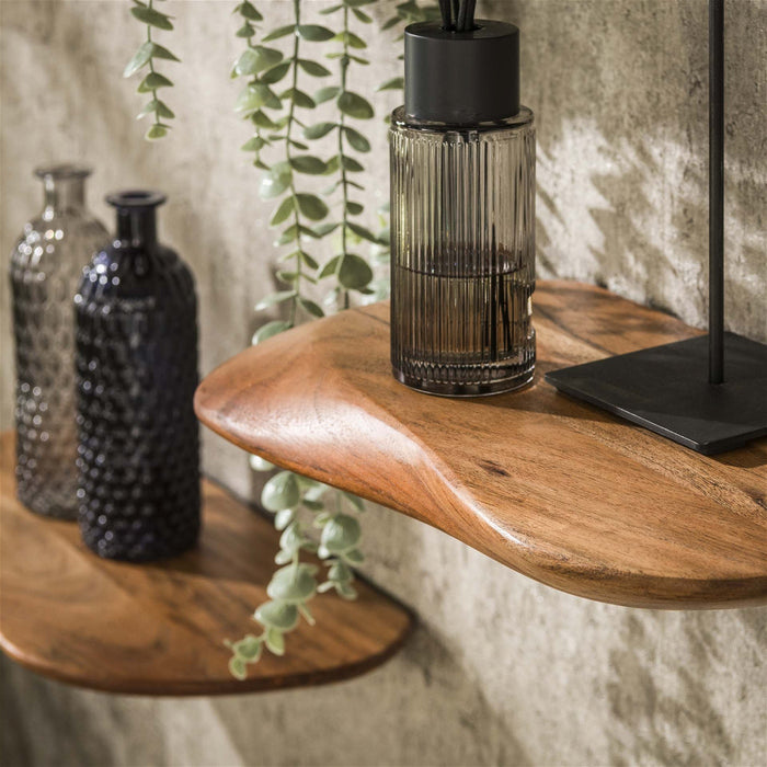 Giga Meubel - Wandschap Acaciahout - Set van 3 - 50x20x4cm - Organic