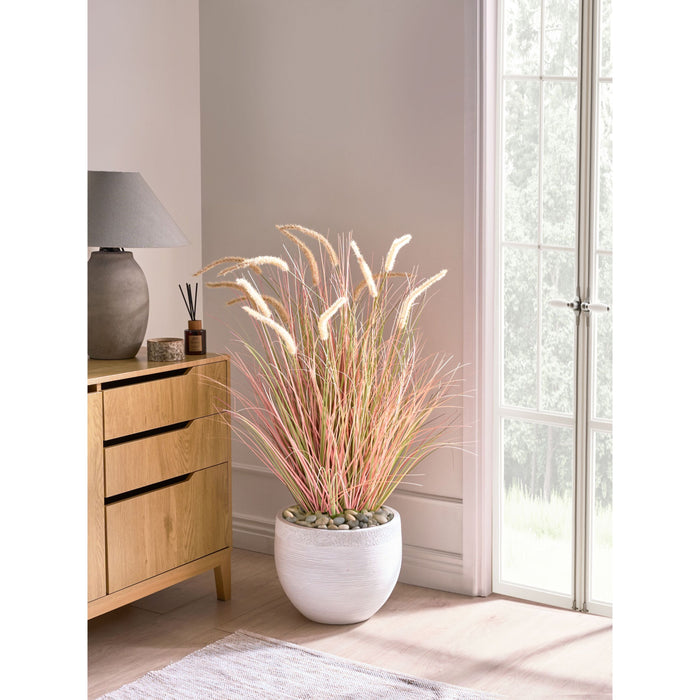 Beliani-BRISTLEGRASS-Kunstplant-Groen|Oranje-120 cm-Synthetisch