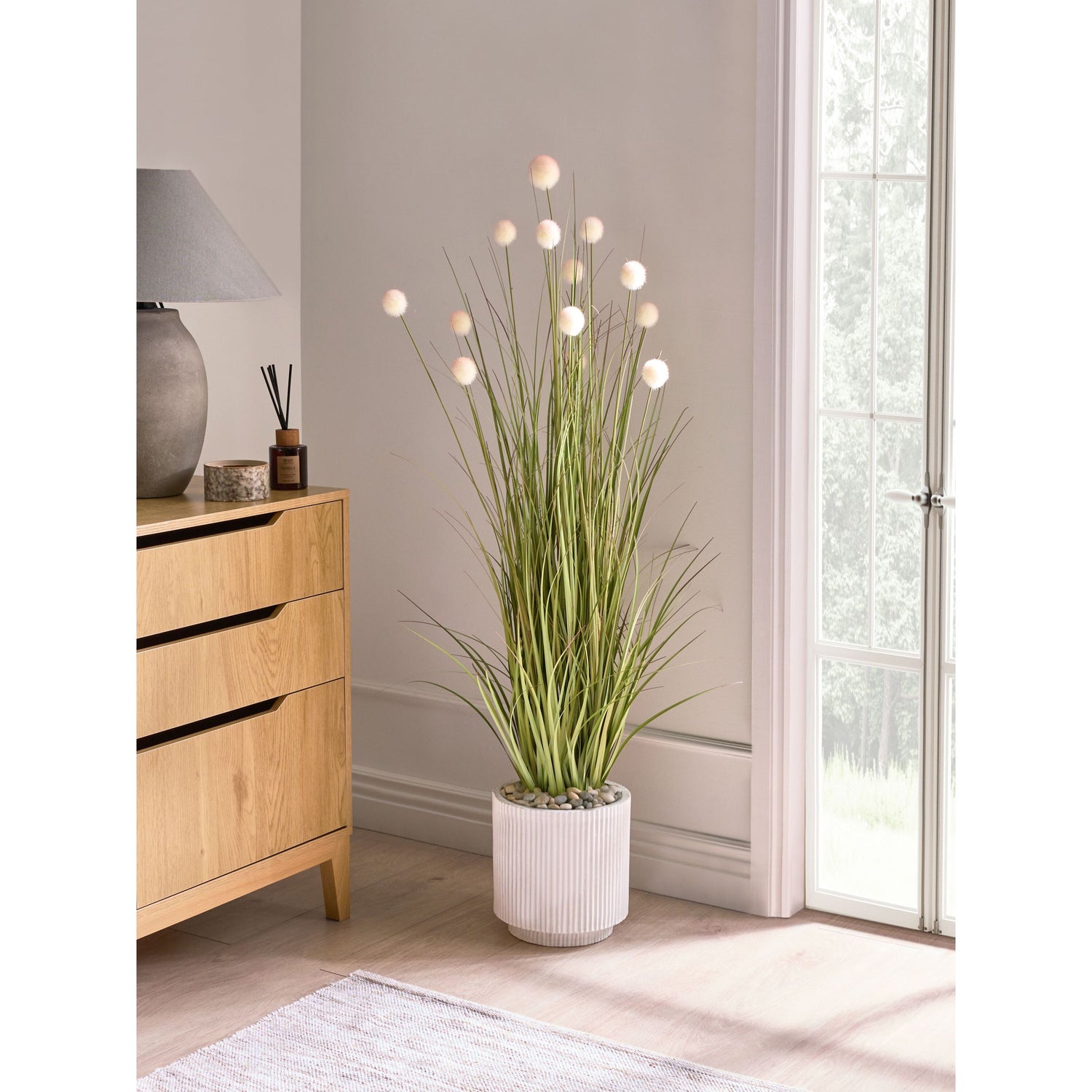 Beliani-POMPOM GRASS-Kunstplant-Groen|Bruin-120 cm-Synthetisch