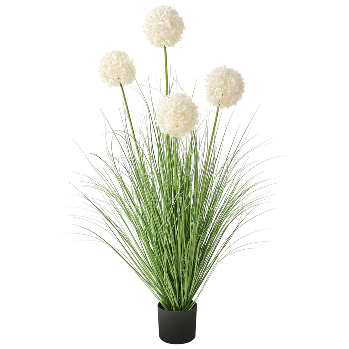 Beliani-SNOWBALL BUSH-Kunstplant-Groen|Wit-120 cm-Synthetisch
