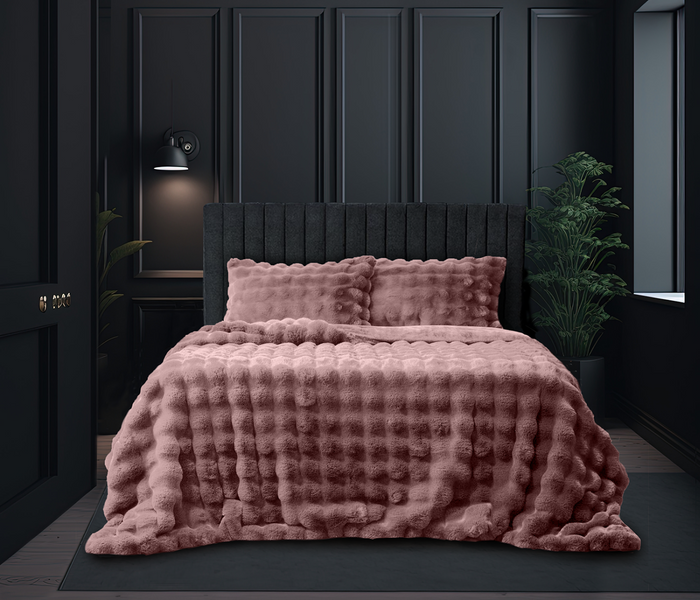 Eleganzzz Dekbedovertrek Shiny Bubble Pom Pom Flanel Fleece - old rose