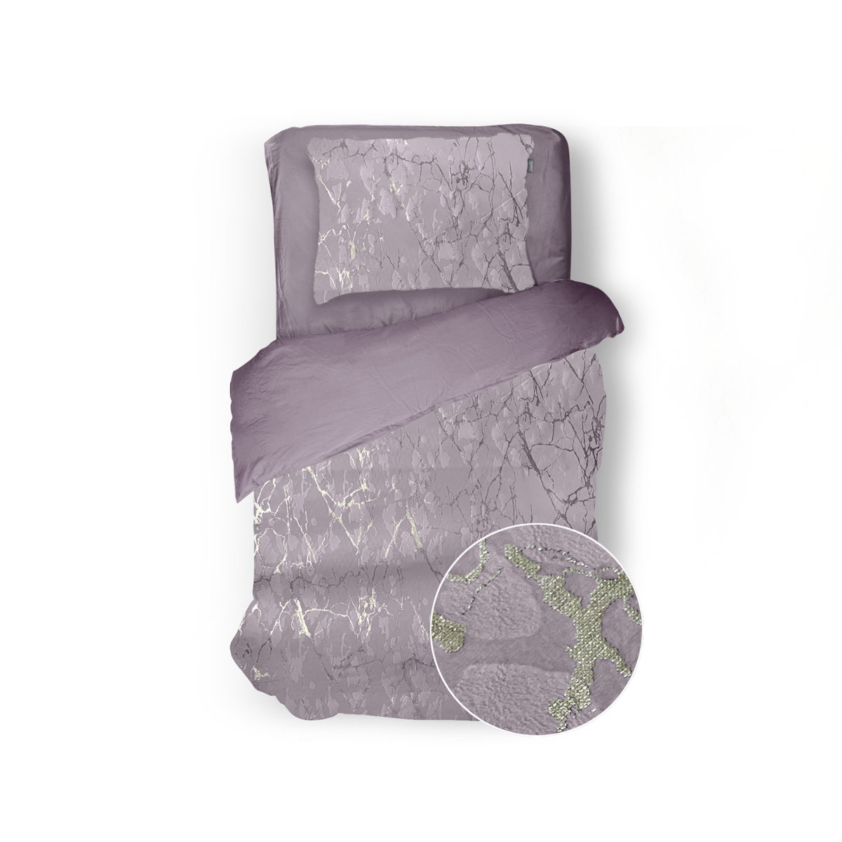 Eleganzzz Dekbedovertrek Marbel Foil Velvet - rose