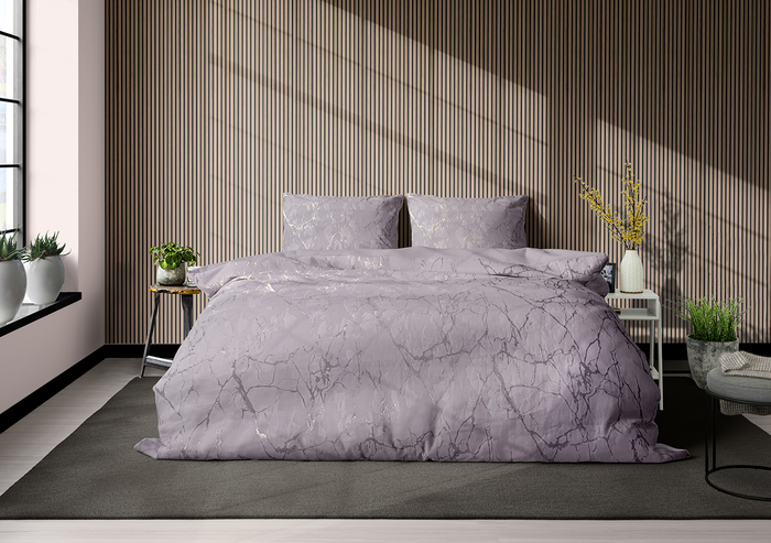 Eleganzzz Dekbedovertrek Marbel Foil Velvet - rose
