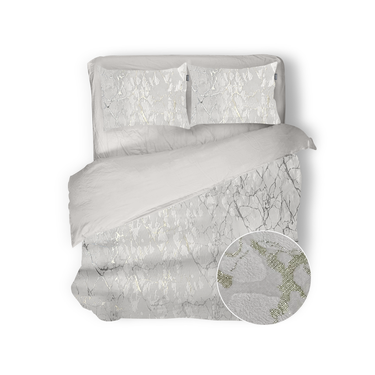 Eleganzzz Dekbedovertrek Marbel Foil Velvet - off white