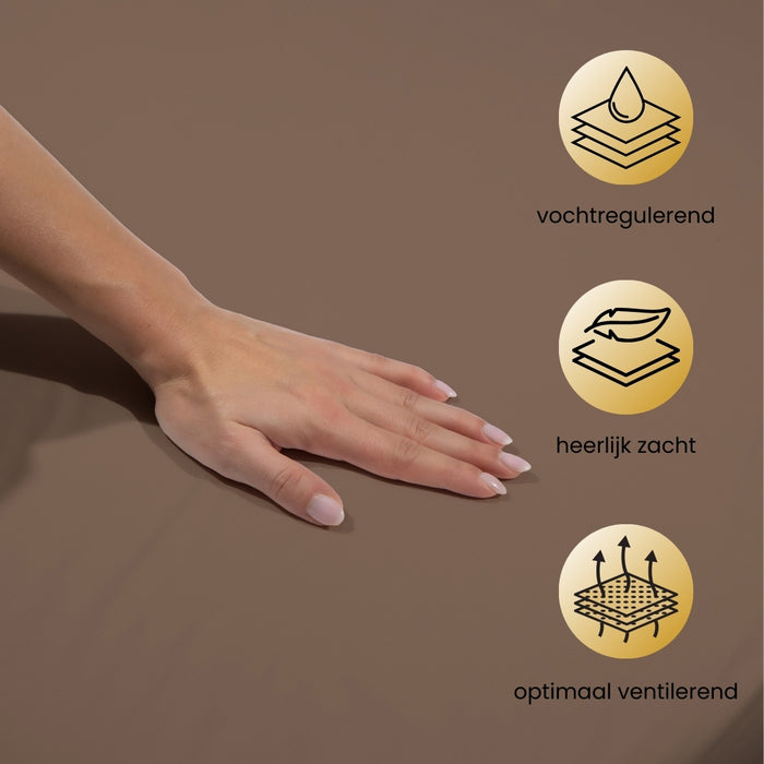 Superieur - Hoeslaken -  Katoen - Taupe - 80x200cm