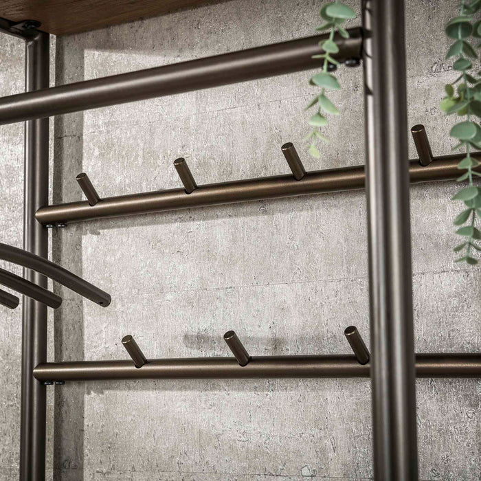 Giga Meubel - Garderobemeubel Bruin Metaal - 70x35x185cm - Luno