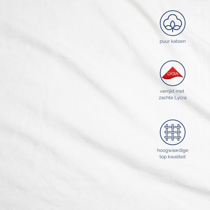 Harris&Darwin - Hoeslaken -  Jersey - Wit - 140x200cm