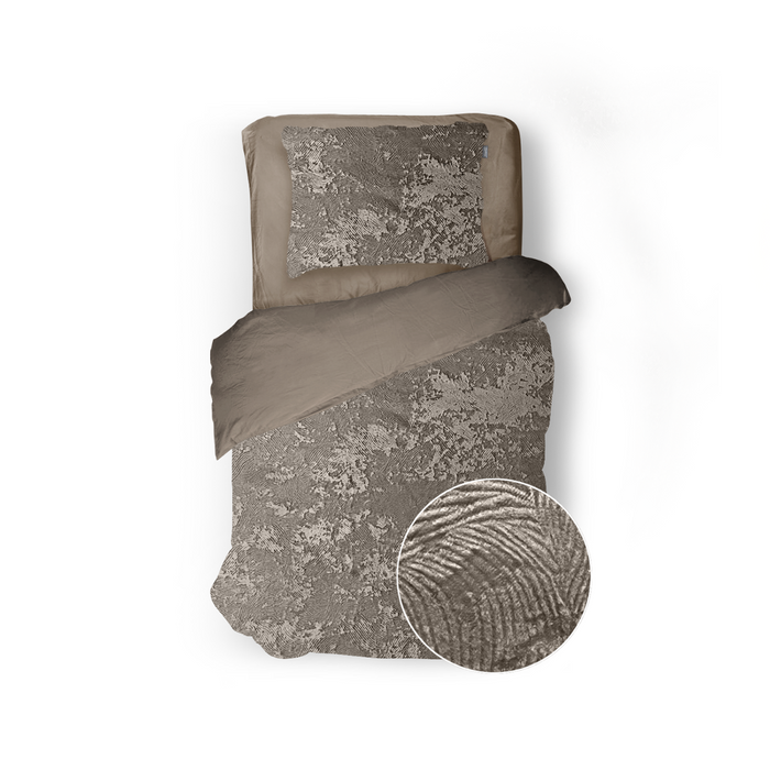 Eleganzzz Dekbedovertrek 3D Embossed Velvet Wave - warm taupe