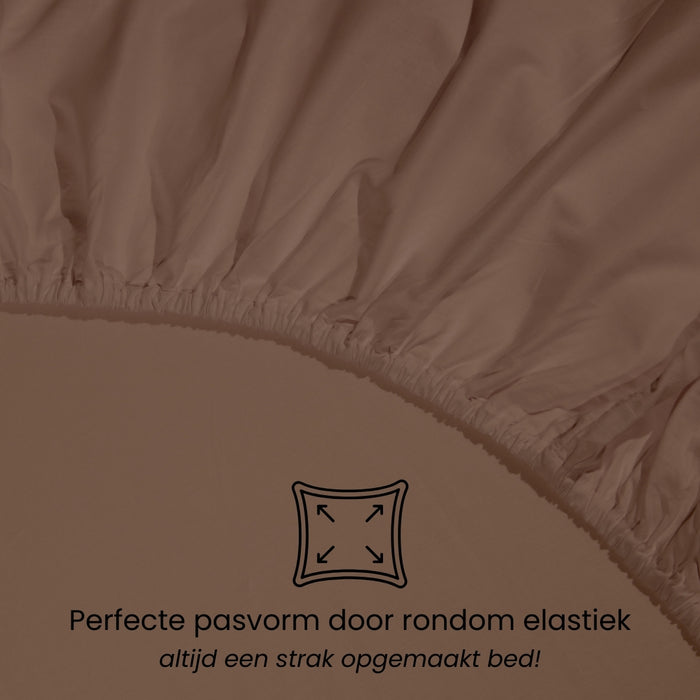 Superieur - Hoeslaken -  Katoen - Taupe - 160x220cm