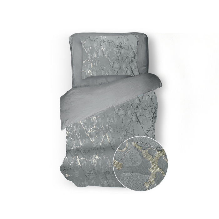 Eleganzzz Dekbedovertrek Marbel Foil Velvet - grey