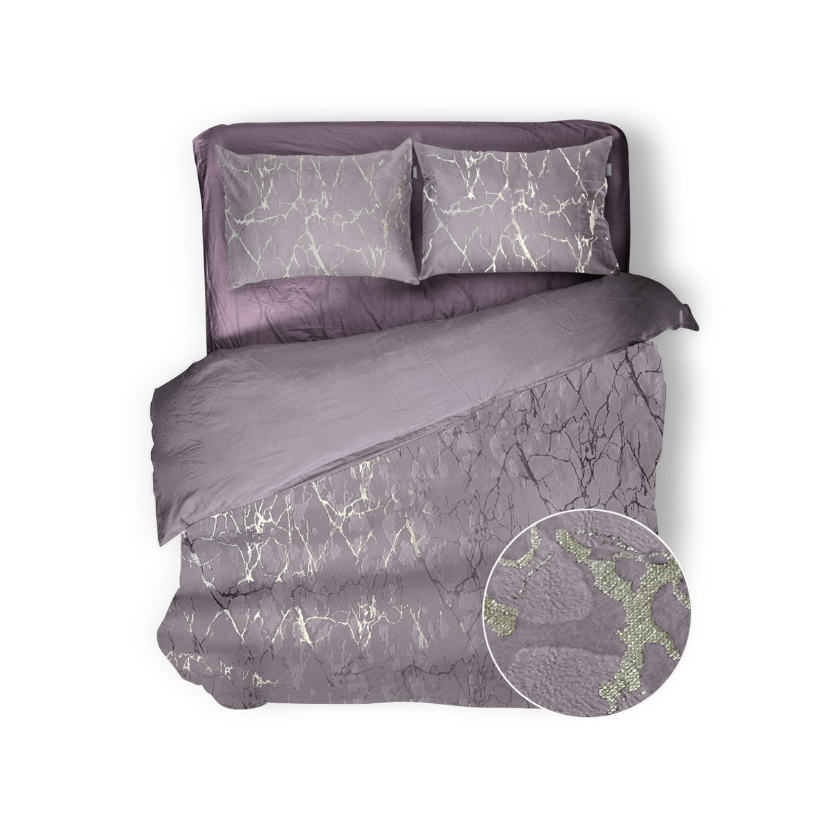 Eleganzzz Dekbedovertrek Marbel Foil Velvet - rose