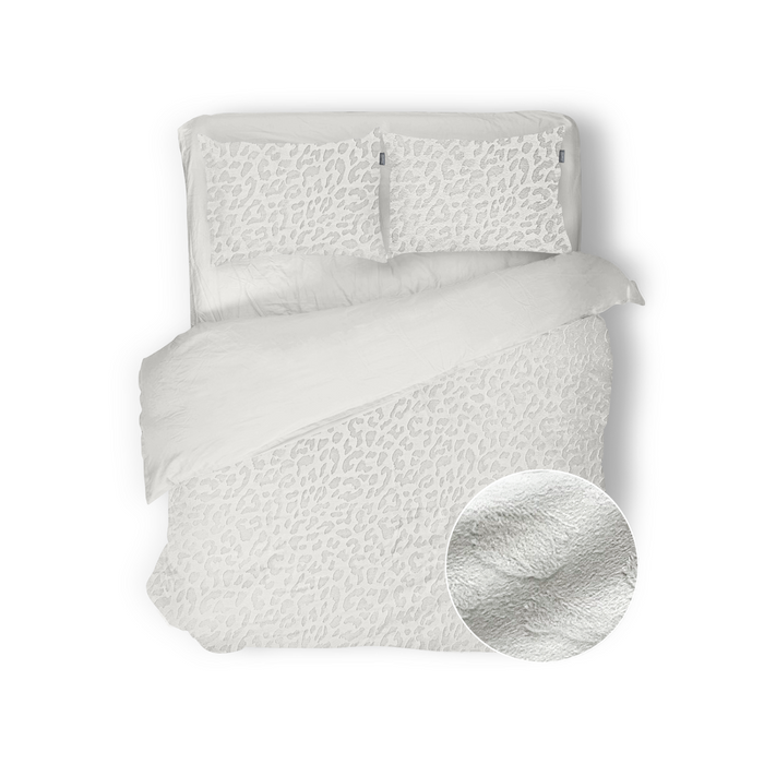 Eleganzzz Dekbedovertrek Micro Mink Leopard - off white