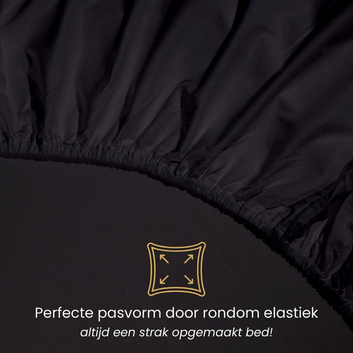 Superieur - Hoeslaken -  Katoen - Zwart - 180x220cm