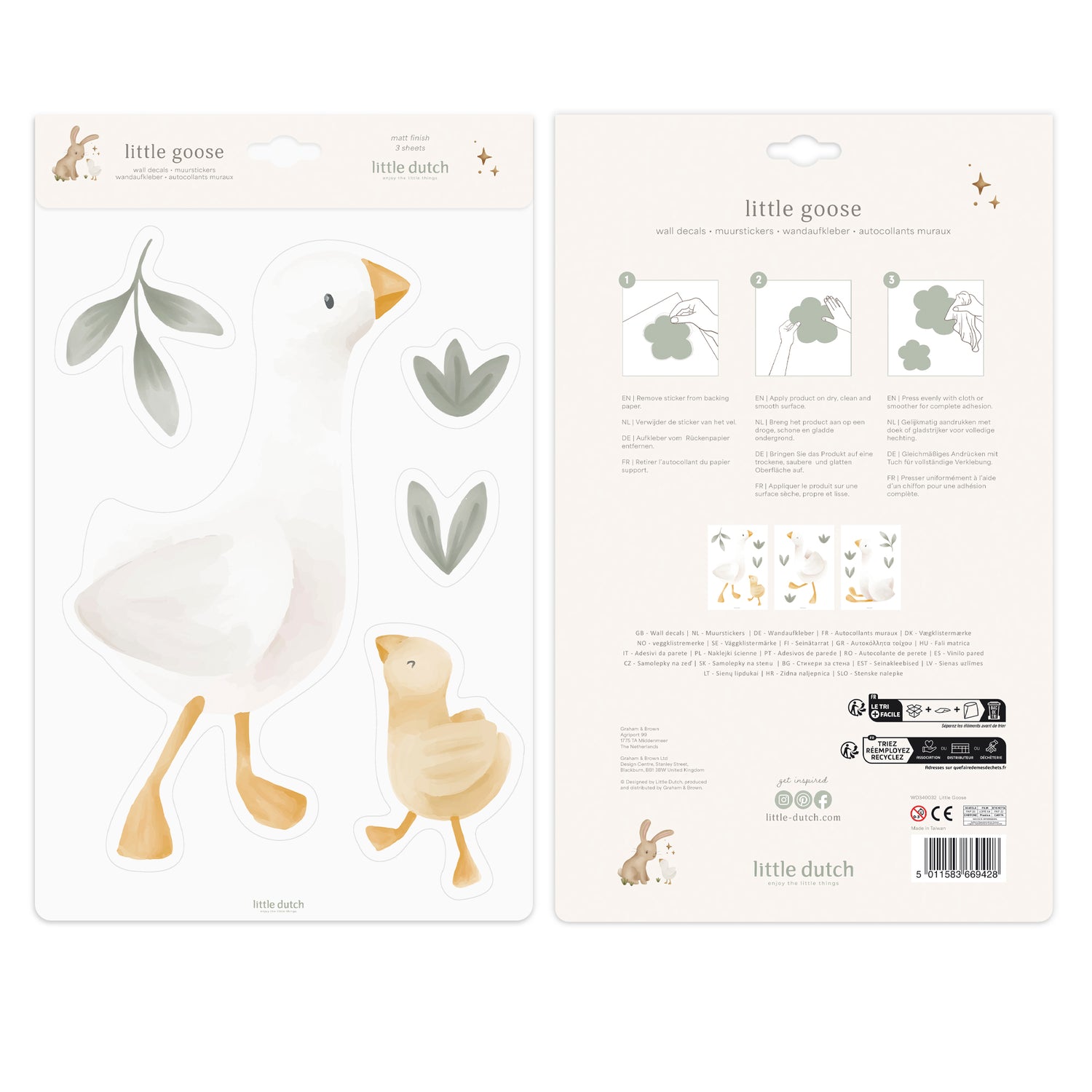 Little Dutch Little Goose Muurstickers - 29.7x21cm - Dieren en Ganzen