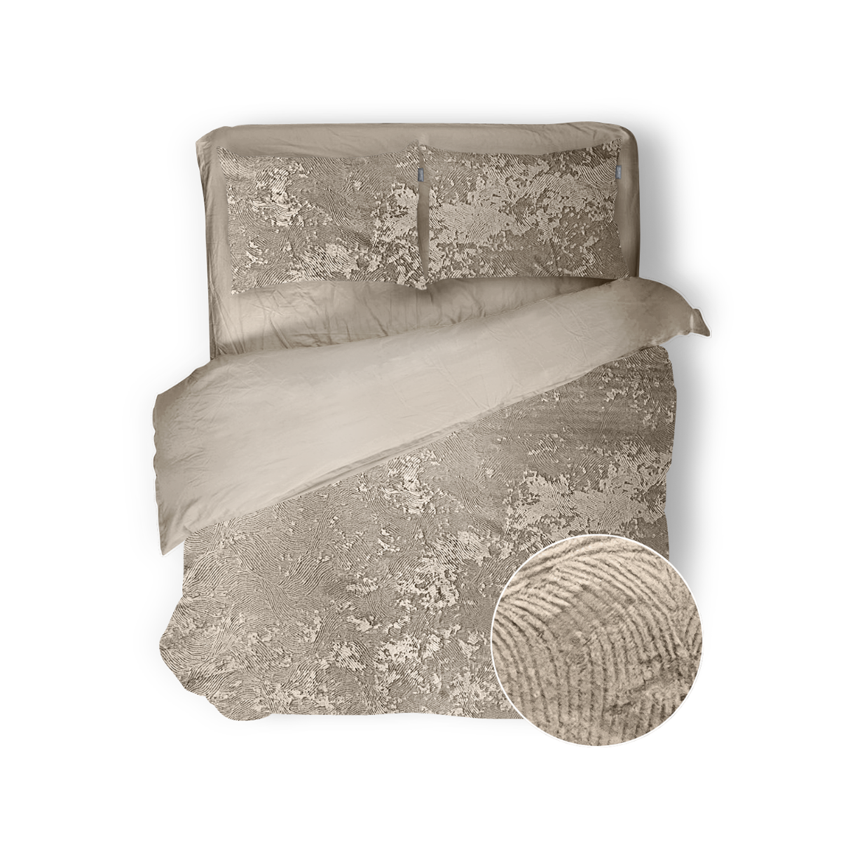Eleganzzz Dekbedovertrek 3D Embossed Velvet Wave - beige