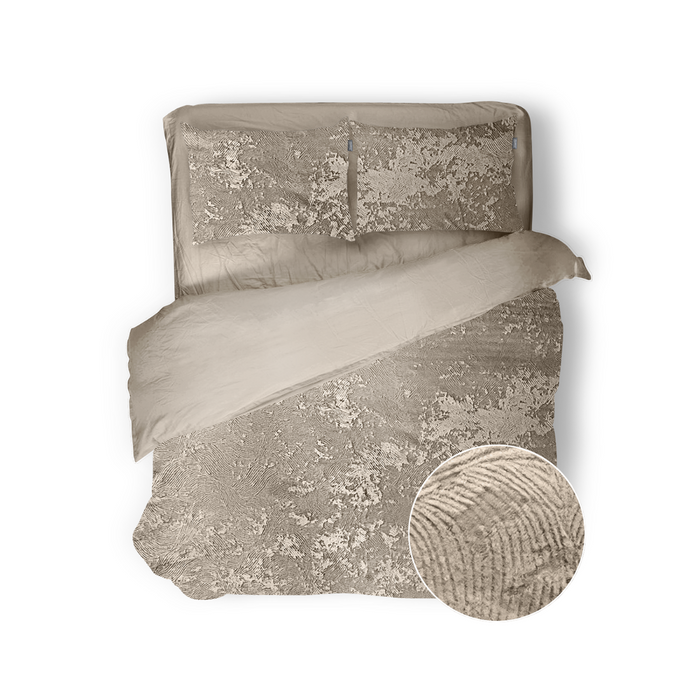 Eleganzzz Dekbedovertrek 3D Embossed Velvet Wave - beige