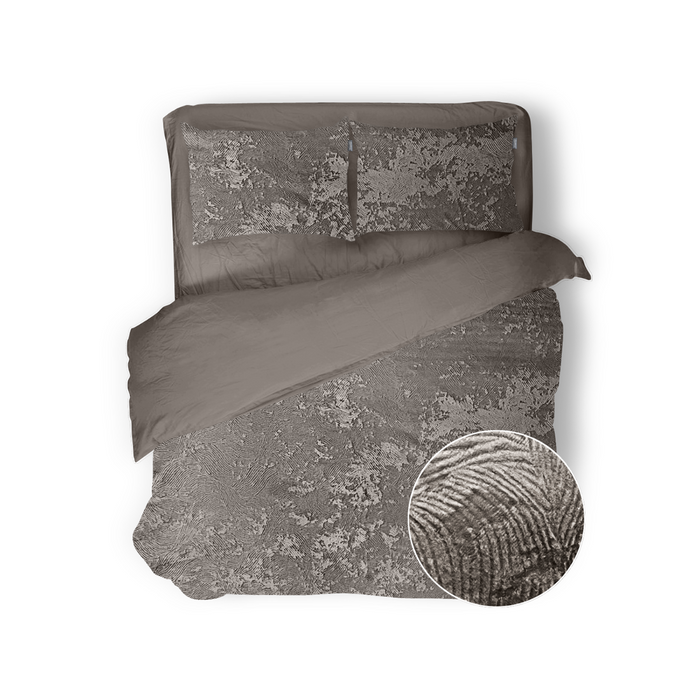Eleganzzz Dekbedovertrek 3D Embossed Velvet Wave - taupe grey