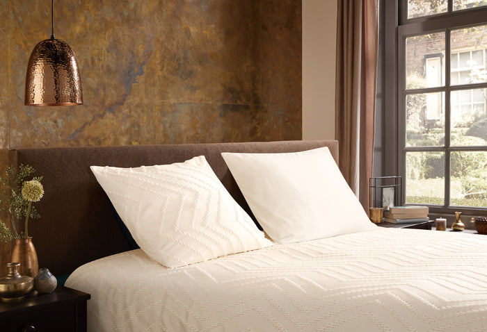 Pure Dekbedovertrek Micropercal Zigzag - ecru