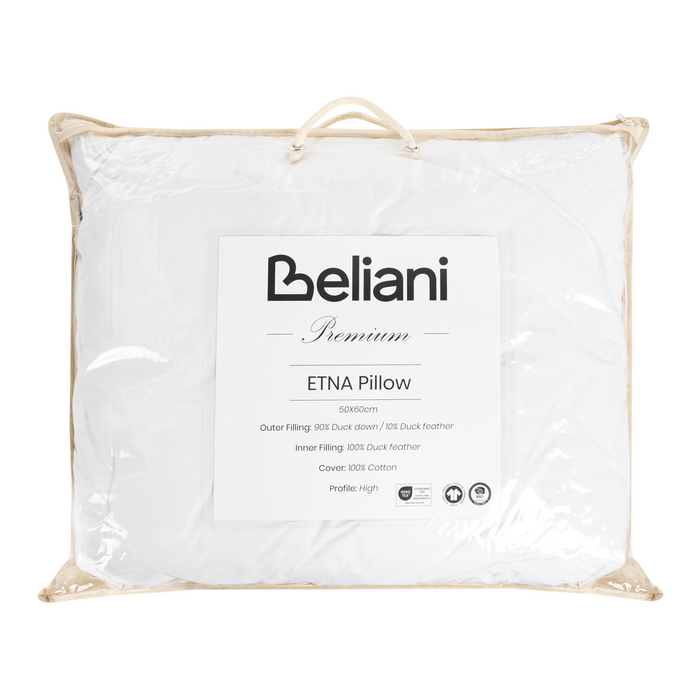 Beliani-ETNA-Hoofdkussen 3 vakken-Wit-50 x 60 cm-Laag-Eendenveren