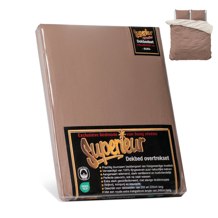 Superieur - Dekbedovertrek - Bruin; Creme - Tweepersoons