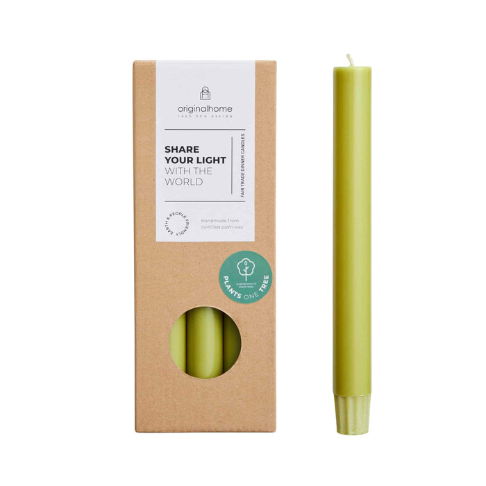 Originalhome dinerkaarsen - ø 2,2 x 20 cm - Mosgroen - set van 10