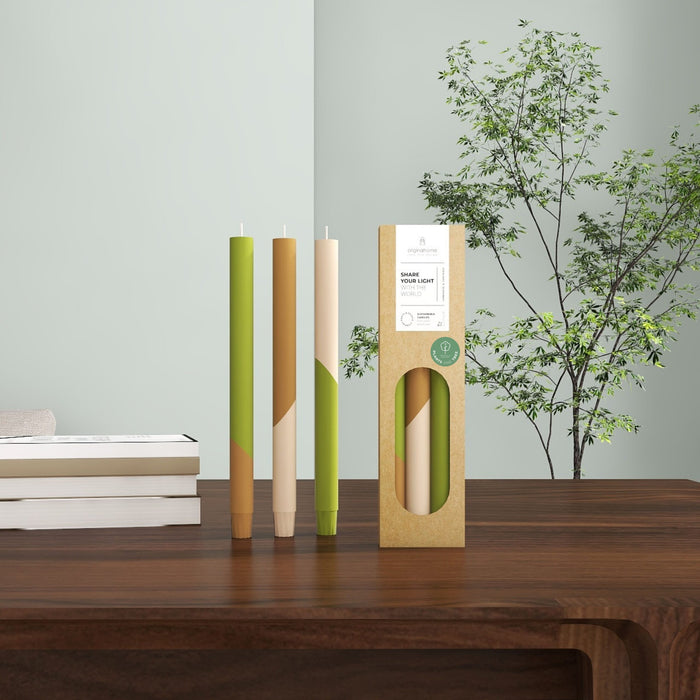 Originalhome dinerkaarsen diagonaal Fall - 30 cm - set van 3