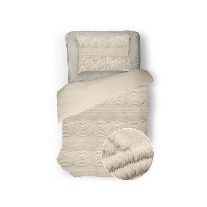 Eleganzzz Dekbedovertrek Jacquard Teddy Pluche - warm sand