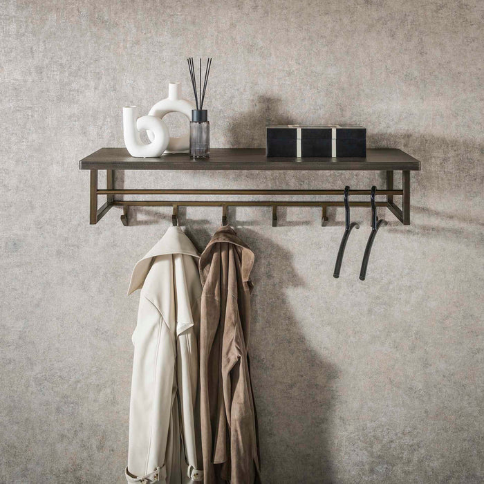 Giga Meubel - Kapstok Brons - 6-Haaks - 100x33x26cm - Ferro