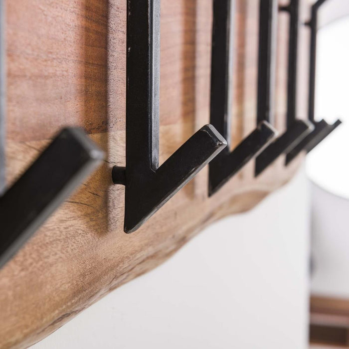 Giga Meubel - Kapstok Naturel Hout - 12-Haaks - 100x30x1cm - Edge