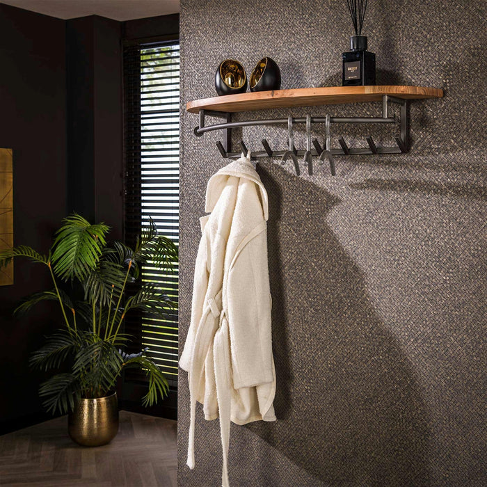 Giga Meubel - Kapstok Acaciahout - 8-Haaks - 100x30x20cm - Round