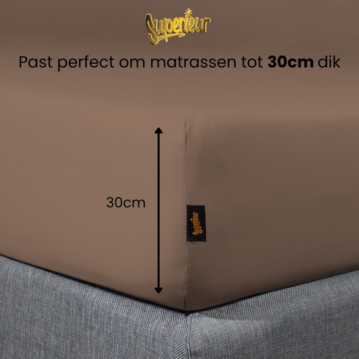 Superieur - Hoeslaken -  Katoen - Taupe - 100x200cm