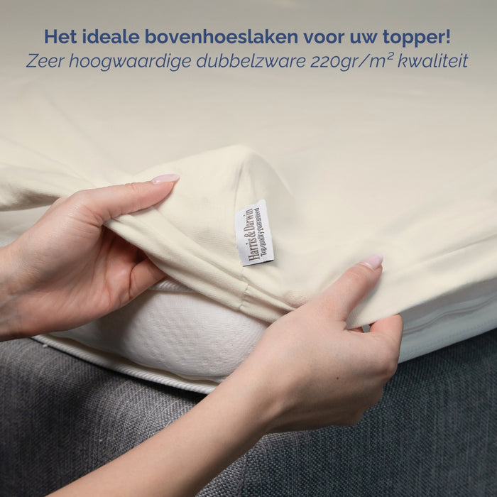 Harris&Darwin - Hoeslaken -  Jersey - Crème - 90x200cm