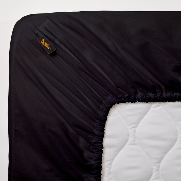 Superieur - Hoeslaken -  Katoen - Zwart - 80x200cm
