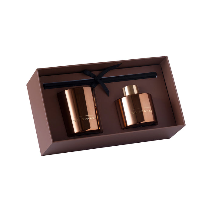 Ted Sparks - Geurkaars & Geurstokjes Diffuser - Gift set - Almond &