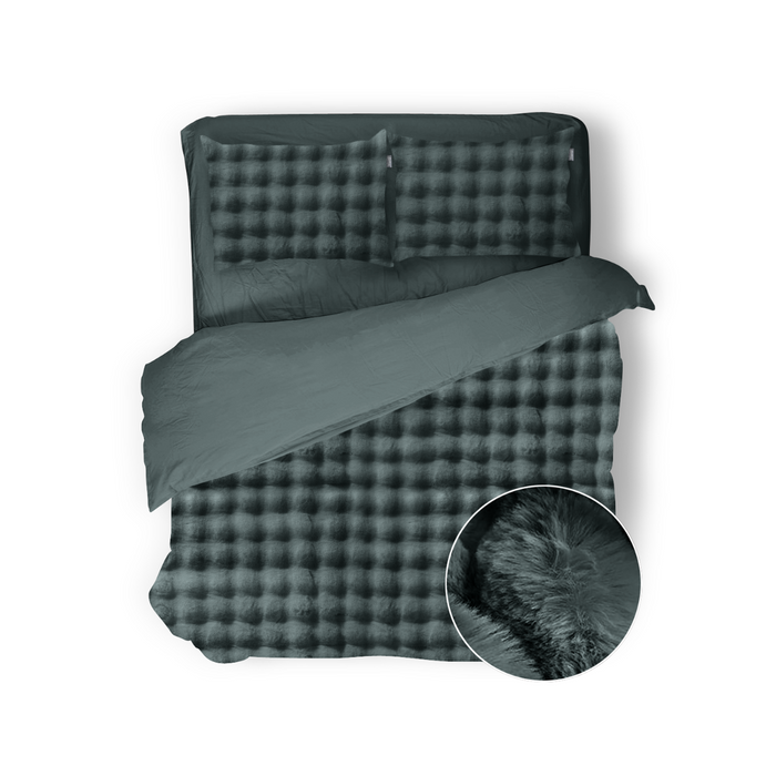 Eleganzzz Dekbedovertrek Shiny Bubble Pom Pom Flanel Fleece - black