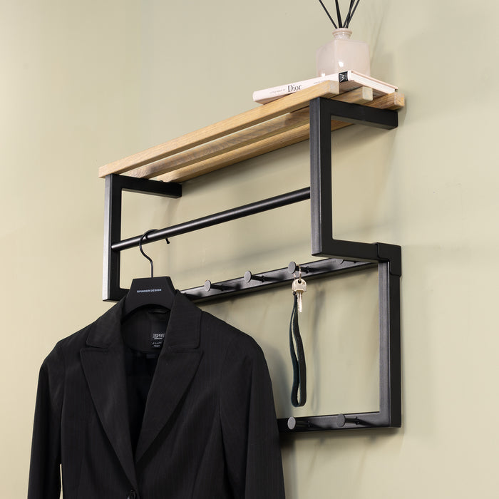 Spinder Design Rizzoli Wandkapstok - Zwart / Eiken